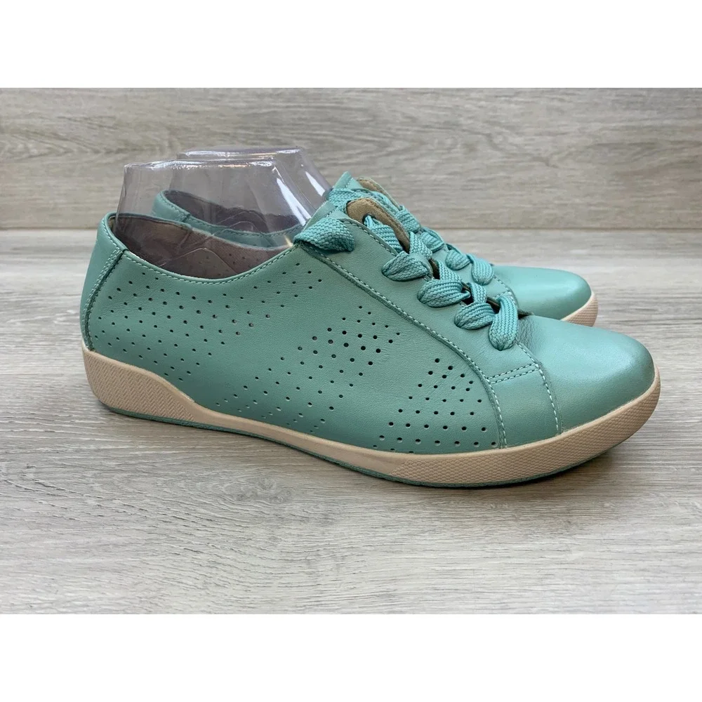 Dansko Women's Honor Teal Blue Perforated Leather Lace Up Sneakers Comfort Shoes